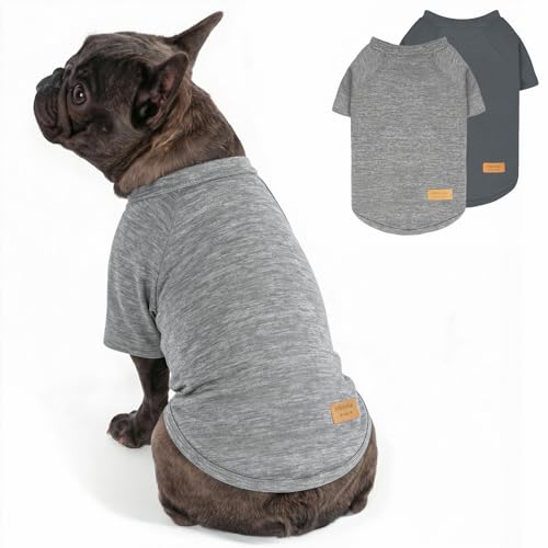 KYEESE 2Pack Dog Sweater, Soft Pet Sweatshirt Stretchy Pullover Dog Sweater for Small Dogs Boy Girl, Lightweight Fleece Pet Shirt Clothes with Sleeves, S - color: 05# 2Pack Grey, size: Small (4-8lbs)