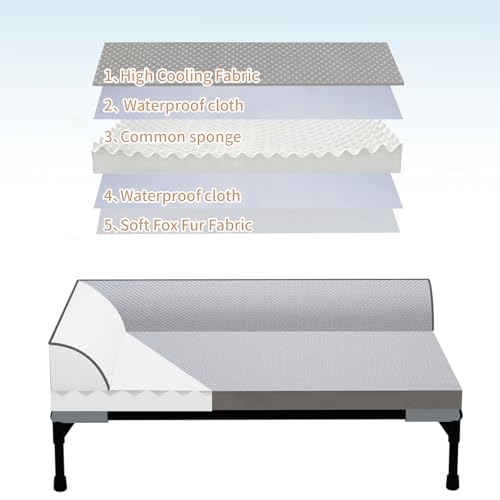 Elevated Cooling Dog Bed, Orthopedic Pet Bed for Extra Large Dogs, Removable Washable Cover, Indoor & Outdoor Raised Pet Cot with Breathable Mesh, Size: 49"*33"*9" - size: X-Large
