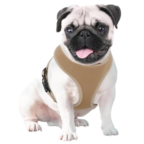 MoNiBloom Dog Harness for Medium Sized Dog, Soft Puppy Padded Vest for Walking, Running, Training - Light Brown, L - color: Light Brown, size: L
