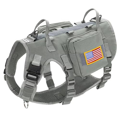 Dog Harness Medium Sized,Tactical Dog Harness with Handle,No Pull Military Style Service Dog Vest with Pockets Adjustable for Medium Dogs,Gray,Chest 17-25" - color: Gray, size: S:Chest 17-25",Fit 20-35lbs