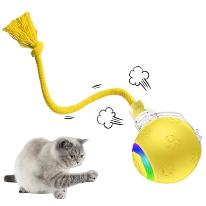 2026 Newly Upgraded Version 3.0 Cat Toys, Cool Intelligent Interactive Cat Ball for Indoor Bored Cats, Automatic Rolling Ball 3.0 Puzzle Toy, Electronic Rolling Pet Chase (Yellow-1 pcs) - color: 07 - Yellow-1 pcs