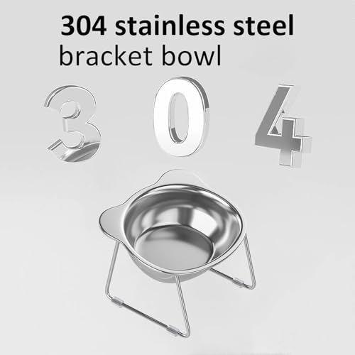 Stainless Elevated cat Bowls 5.9 Inch with Metal Stand Slip Resistant Base 15 Degrees Tilted Raised Pet Dishes Double Bowl Design Food and Water Dish for Cats Kitten Small Dog (2 Pack Raised Bowls) - color: 2 pack raised bowls
