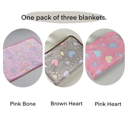 Clairooo Cat Blankets for Small Cats, 3 Pack Kitten Blanket Cute Paw Print Pet Blanket for Cat, Kitten, Miniature Puppy, 24 x 16 inches (Pink) - color: Pink