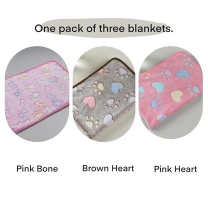 Clairooo Cat Blankets for Small Cats, 3 Pack Kitten Blanket Cute Paw Print Pet Blanket for Cat, Kitten, Miniature Puppy, 24 x 16 inches (Pink) - color: Pink