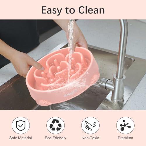MateeyLife Large Slow Feeder Dog Bowls 2PCS, Anti-Choking Puzzle Dog Food Bowls, Anti-Slip Interactive Feeding Slow Down Eating, Bloat Stop Maze Dishes for Large Breeds 4 Cups Pink&Purple - color: D-Pink&Purple, size: Large