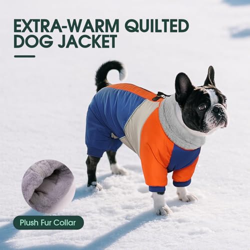 Kuoser Fullbody Dog Coat - Medium Dogs, Warm Winter Coat with Harness, Reflective, Blue L - color: Blue, size: L (PRIORITIZE BACK LENGTH: 16.9'')