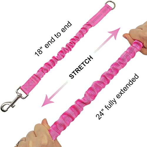 Bungee Dog Leash Extension, 18”Dog Shock Absorber Extender, Works with Any Leash for Walking, Jogging, Training, Playing - color: Pink