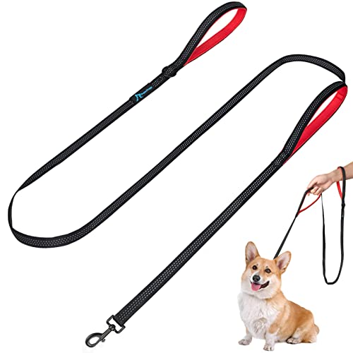 Dog Leash for Small to Medium Dogs 6 ft with 3 Reflective Stitching and 2 Traffic Padded Handles Dog Lead/Rope, Pet Leash for Running Walking Training (Black 1 Pack - 6 ft x 0.6 in) - color: Black 1 Pack, size: 6 ft x 0.6 in