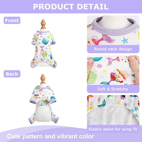 Dog Pajamas for Small Dogs, Soft Thin Pjs Jammies Cat Doggie, Summer Pet Cute Puppy Clothes Outfits Dogs Boy Girl(Mermaid Cake,XS) - color: Mermaid Cake, size: X-Small (Chest 11.8 in)