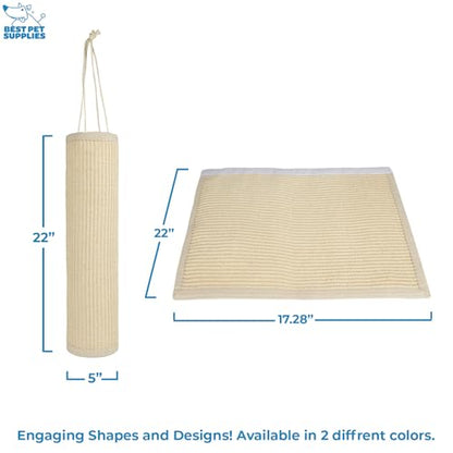 Best Pet Supplies Catify Cat Scratcher, Fun Interactive Scratchers, Posts, Poles, Claw Safe, Furniture Saver Indoor Play Support Natural Cat Behaviors Heavy Duty - Log (Cream), 22 x 17.28 - color: Beige Log