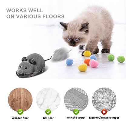 Auto Moving Mouse Cat Toy, Interactive Cat Toys Wireless Electronic Fake Mouse Rat Pet Toy Running Wheel Plush Rat Chasing Prank Toy for Cats Dogs Kids Novelty Gift By Greatstar (Grey, No Controller) - color: Grey, No Controller