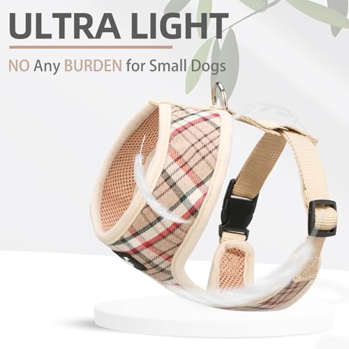 PUPTECK Soft Mesh Dog Harness and Leash Set Pet Puppy Cat Comfort Padded Vest No Pull Harnesses, Khaki, XS - color: Khaki, size: XS (NECK: 10", CHEST: 10"-14")