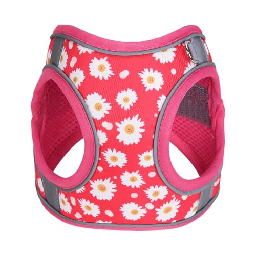 Step in Dog Harness No Pull Flower Adjustable Soft Mesh Padded Reflective Pet Vest Harness and Leash Set for Small Medium Dogs - color: Rose red, size: XXS(neck:8.5"-9.5",chest:10"-11.5")