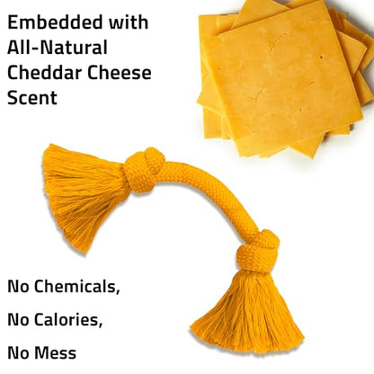 Playology Dog Toys | Dri-Tech Rope Toy Tug of War Rope for Aggressive Chewers | Medium Cheddar Cheese Scented Toy - Easy to Clean and Made from Non Toxic Materials - size: Medium, style: Cheddar Cheese