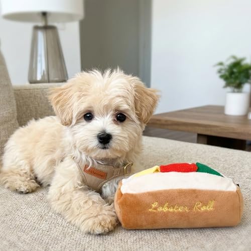 CHEWFFON Lobster Roll Snuffle Dog Toys, Interactive Dog Puzzle & Enrichment Toy for Boredom, Plush Food Toy with Crinkle Paper, Scent Work Foraging for Small Medium Dogs - style: Lobster Roll