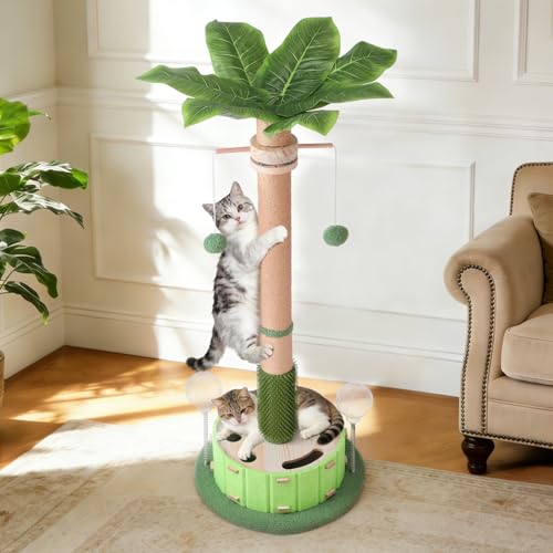 Cat Scratching Post, Sisal Tall Scratching Posts for Indoor Cats Adults with Cat Toys (40" Tall Large) - size: 40" Tall Large