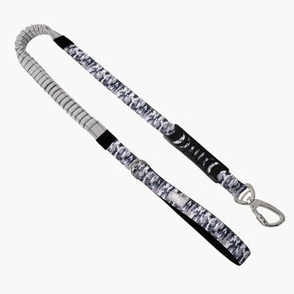 Dog Friendly Co. Bungee Dog Leash | Strain Free & Shock Resistant for Control | Neoprene Padded Handle, Heavy-Duty Carabiner Clip, and D-Ring | Grey Camo, Size Regular - color: Grey Camo, size: Regular