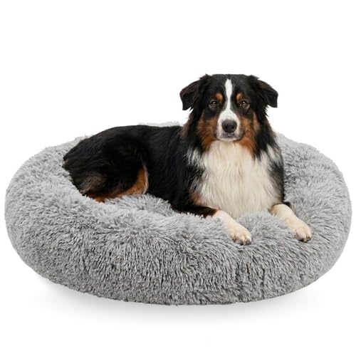 Active Pets Calming Plush Dog Bed Donut Joint Support Anxiety Relief Washable Pet Bed with Removable Cover for Dogs Cats, Large 36", Light Grey - color: Light Grey, size: Large 36"