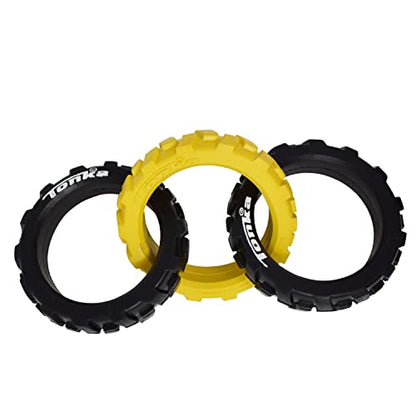 Tonka Rubber 3-Ring Tug Dog Toy, Lightweight, Durable and Water Resistant, 7.5 Inches, for Medium/Large Breeds, Single Unit, Yellow/Black - size: 7.5 inch Rubber Flex Tread