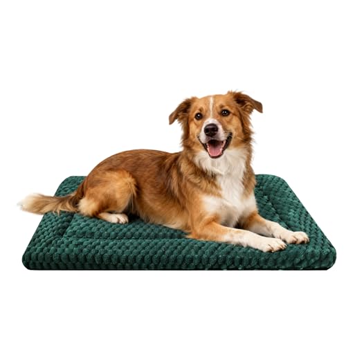 Dog Bed Mat,Reversible & Ultra Soft Kennel Pad-Machine Washable Pet Bed for Dogs & Cats-All-Weather Crate Liner for Crates,Carriers & Travel (Dark Green, 35" L x 23" W x 1.5" Th) - color: Dark Green, size: 35.0"L x 23.0"W x 1.5"Th