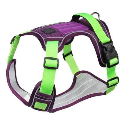 FEESHOW No Pull Escape Proof Dog Harness with Soft Padded Handle Breathable Reflective Vest for Medium Large Dogs Walking Purple Small - color: Purple, size: Small