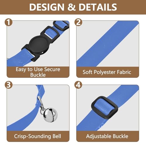 Pet Collars 2 Pack Comfortable Cat Collar Adjustable Length 10.6" to 17.1" - color: Salvia Blue