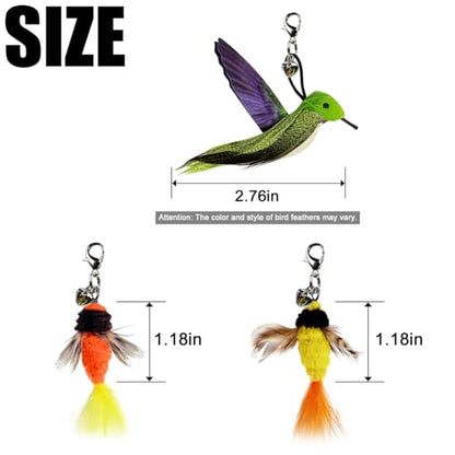 TTcat Cat Feather Toys Replacement,3 Pcs Hummingbird Insect Feathers Refills for Cat Wands. - color: 3Pcs (Insects+Hummingbird)