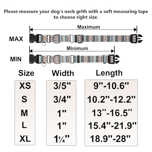 Martingale Dog Collar with Buckle Tribal Design Adjustable Escape Proof Pet Collars (Aztec, Medium) - color: Aztec, size: Medium