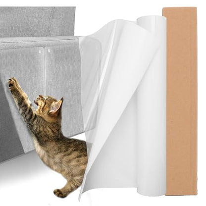 Cat Scratch Furniture Protector,107x 11.8Inch Self Adhesive Anti-Scratch Flexible Sticky Corner Guard for Cat Scratching Protection, Pet Furniture Protector for Sofa, Door, Wall