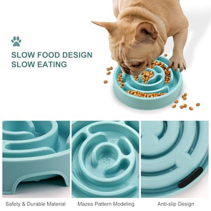Slow Feeder Dog Bowls Puzzle Dog Bowl with Anti-Slip Slow Feeder & Non-Slip Design, Boredom and Anxiety Reducer Suitable for All Breed Dogs and Cat - color: Blue