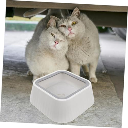 Toddmomy Floating Pet Water Bowl for Cats and Small Dogs Spill Design Material for Home Use - color: White