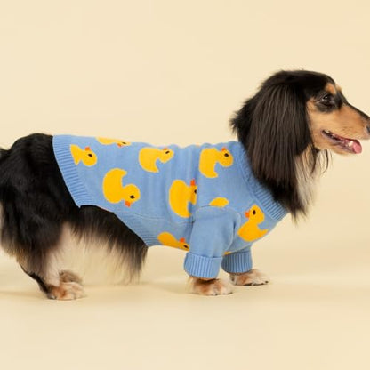 Fitwarm Funny Duck Dog Sweater, Thermal Dog Winter Clothes for Small Dogs Boy Girl, Pet Outfit, Blue, Yellow, Medium - color: Duck, size: Medium