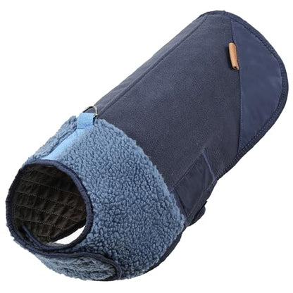Waterproof Dog Coat, Fleece Lined Jacket with Built-in Harness (Blue, Medium) - color: Blue