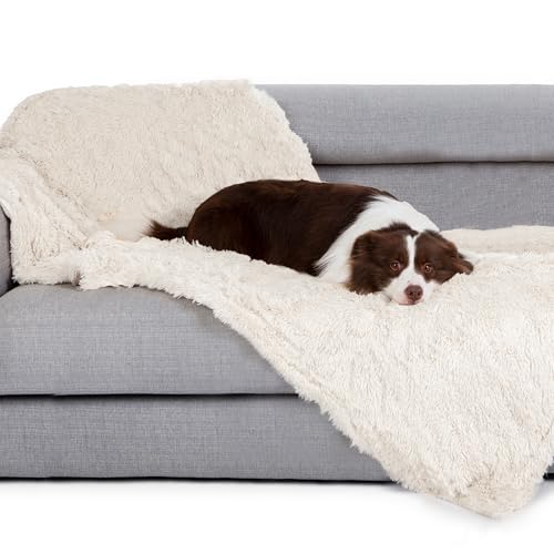 gogobunny Waterproof Dog Blanket for Couch & Furniture Protection - Super Soft Reversible Throw for Large Dogs & Cats, Calming Washable Fur & Sherpa Pet Blanket (33x77 Inch, Cream) - color: Cream, size: 33x77 Inch (Pack of 1)