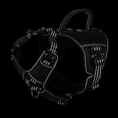 ICEFANG GN8 Tactical Dog Harness with 4X Metal Buckles for Small Sized Dogs,Reflective in Training Walking K9 Vest,No-Pull Front Leash Clip,Adjustable Pet Harness (Black, Small (Pack of 1)) - color: Black, size: Small (Pack of 1)