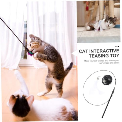 Interactive Cat Teaser Wand with Bell and Plume Head Cat with Suction Cup Base Promotes Exercise and Stress Relief Enhances Bonding and Healthy Playtime