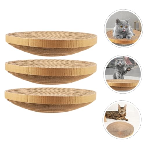 GANAZONO 3pcs Replaceable Cat Scratcher Core Corrugated Paper Floor Cat Scratching Pad for Indoor Kittens Room Accessory
