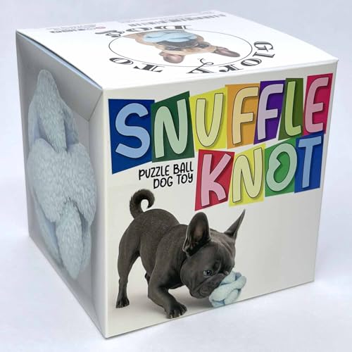 Glory To Dog Blue Snuffle Knot Interactive Dog Toy 4” Puzzle Ball with 8 Squeakers & Crinkle – Treat Hiding Enrichment Toy for Puppy & Small Breed Dogs – Durable Plush Sensory Play & Stimulation - color: Blue