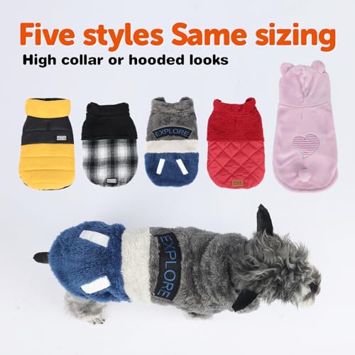 FOFOS Dog Winter Coat, Plush Dog Jacket with Leash Hole, Adjustable Warm Pet Snow Vest for Small Medium Dogs, Gray, XL - color: Gray, size: X-Large