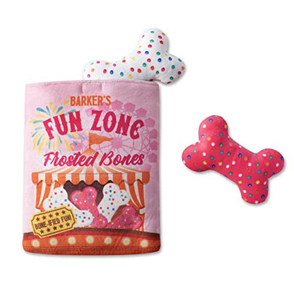 Fringe Studio Hide & Seek Burrow Plush Dog Toy Set, FUNZONE Bones(289211), Multicolored - color: Funzone