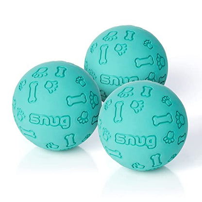 Snug Rubber Dog Balls for Small and Medium Dogs - Tennis Ball Size - Virtually Indestructible (3 Pack - Aqua) - color: Aqua