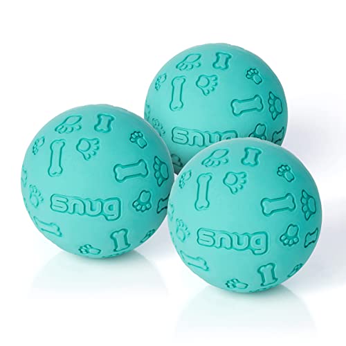 Snug Rubber Dog Balls for Small and Medium Dogs - Tennis Ball Size - Virtually Indestructible (3 Pack - Aqua) - color: Aqua