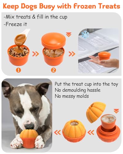 Treat Dispensing Dog Toys for Aggressive Chewers, Interactive Frozen Enrichment Puzzle Ball to Keep Dogs Busy, Indestructible Nylon Chew Toy for Medium Large Breed