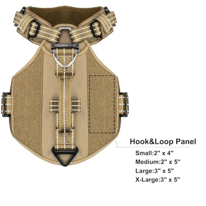 ICEFANG GN8 Tactical Dog Harness with 4X Metal Buckles for Medium Sized Dogs,Reflective in Training Walking K9 Vest,No-Pull Front Leash Clip,Adjustable Pet Harness (Brown, Medium (Pack of 1)) - color: Brown, size: Medium (Pack of 1)