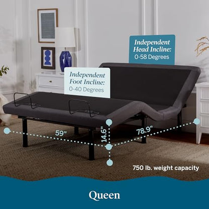 LUCID L300 Adjustable Bed Frame - Head and Foot Incline - USB - Wireless Remote - Easy 2 Person Assembly - Quiet Motor - Relax - TV - Working - Reading - Ergonomic - Electric Bed Base - Queen Size - size: Queen, style: L300