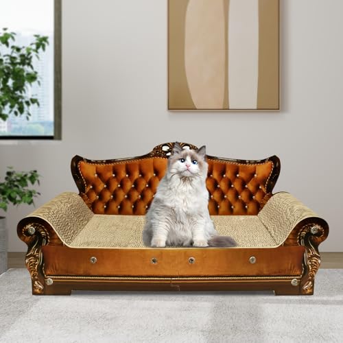 Luxury Cardboard Cat Scratcher Sofa Bed, Couch Shaped Scratching Board, Scratch Lounge with Catnip, Cat Scratcher for Indoor Cats Large Brown - color: Brown Lounge