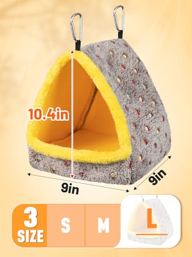 Large Winter Warm Bird Nest House, Comfortable Bird Bed for Cage with Mat, Hanging Hammock Shed Hideaway Hut Gift for Macaws African Grey Amazon Parrots - size: Large
