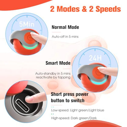 2026 New Upgrade Speedy Tail Cat Toy, Smart Interactive Pet Toys Comes with 4 Tails, Reinforced Version of The Cat Toys Balls, Two Speed Adjustment (Orange) - color: Red