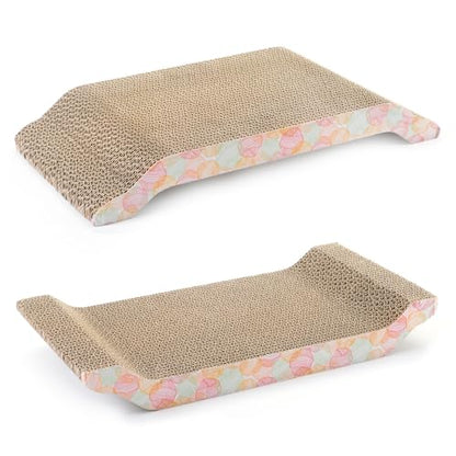 Zodaca Cat Scratcher Bed - Reversible Cardboard Cat Scratch Pad - Catnip Bed for Indoor Felines - Kitten Scratcher Lounger for Stretch & Relax - Pack of 3, 16.75 x 8 x 2.4 in