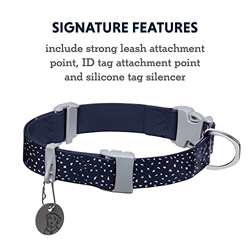 Ruffwear, Confluence Dog Collar, Waterproof Heavy Duty Quick Release Buckle, Odor-Resistant Easy Clean Adjustable TPU Webbing with & Silent ID Attachment, Midnight Blue, 14"-20" - color: Midnight Blue, size: 14"-20"